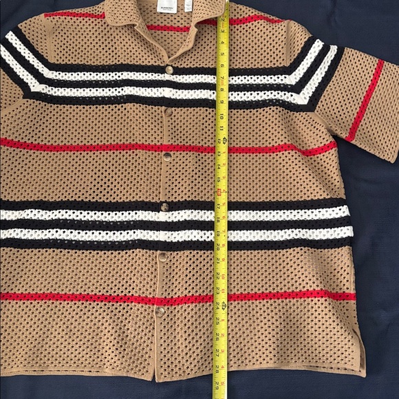 Burberry Tan  with Black, White, and Red Stripes - Picture 3 of 12